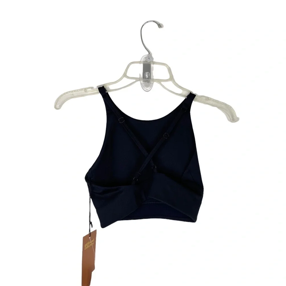 Girlfriend Collective Black Topanga Halter Bra, XS